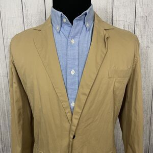 Field & Stream Men's Large Khaki 100% Cotton 2-Button Ventless Sports Coat